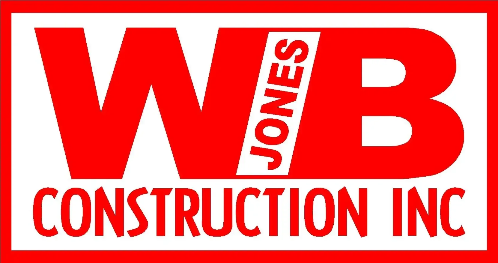 Red and white WB Jones Construction Inc logo